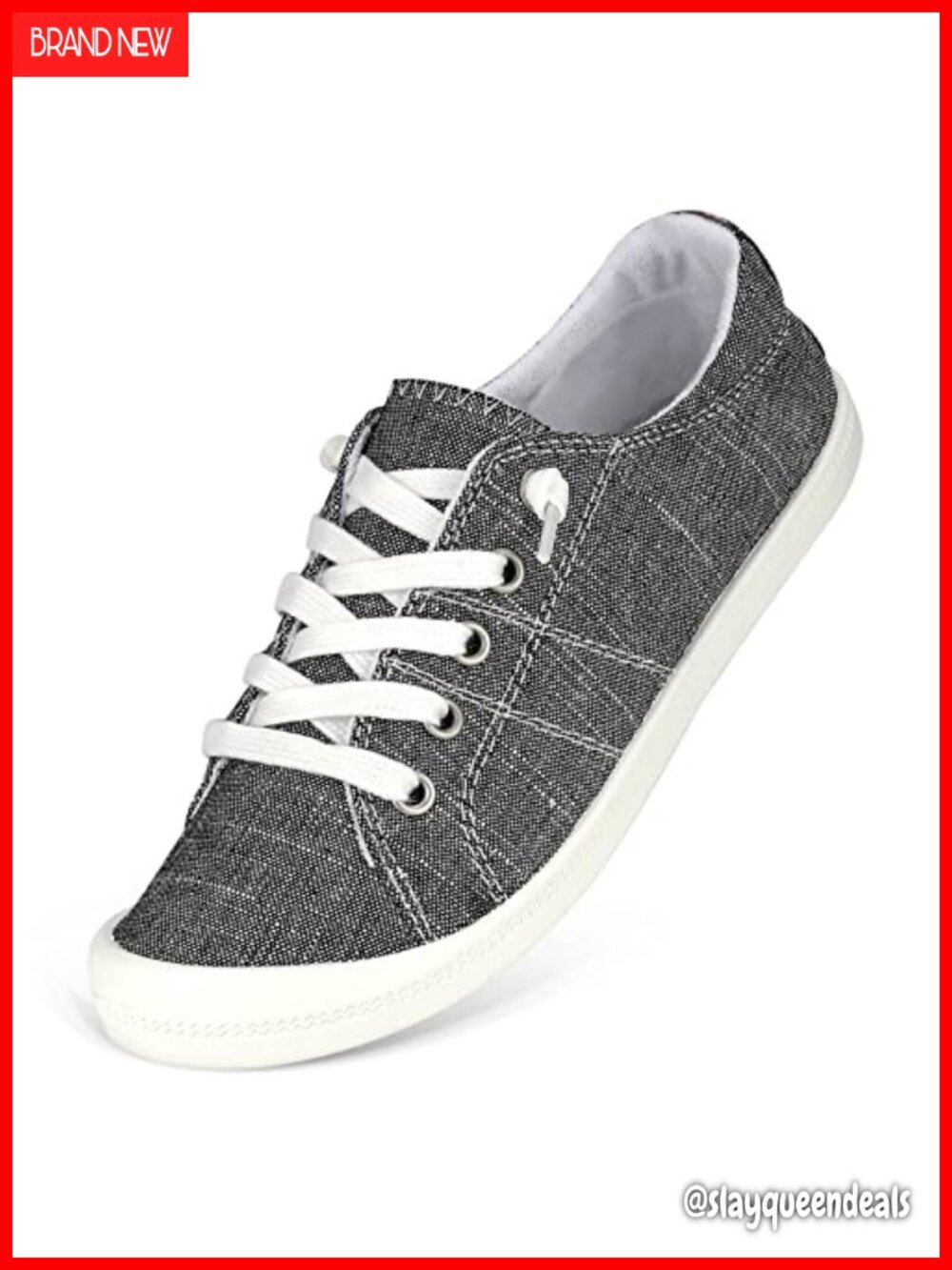 Women's Low Top Canvas Sneakers Comfort Walking Casual Lace-Up Shoes